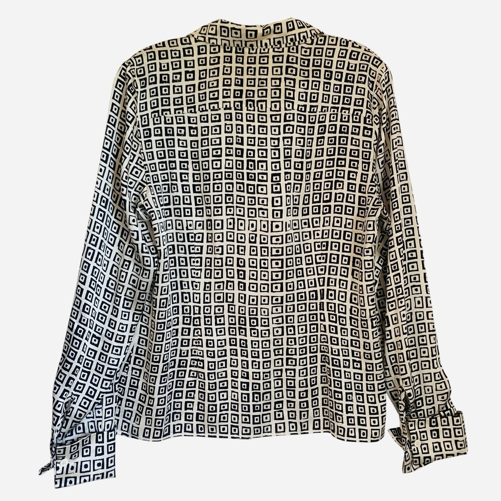 Vintage Emmanuel Ungaro Silk Blouse L Tie Abstract Geometrical Classic Office - Picture 3 of 7